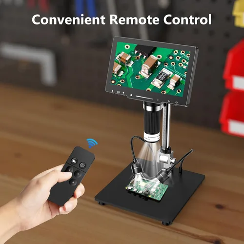 Vista 8 de Hayve Microscopio digital 4K, microscopio de monedas HDMI de 48 MP con pantalla IPS de 7 pulgadas, microscopio de soldadura 1500X con luces