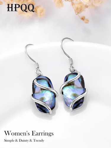 Vista 7 de Regalos para mujer, aretes de plata de ley 925 para mujer, delicados aretes colgantes de piedra ovalada, joyería fina, regalos para el día de San