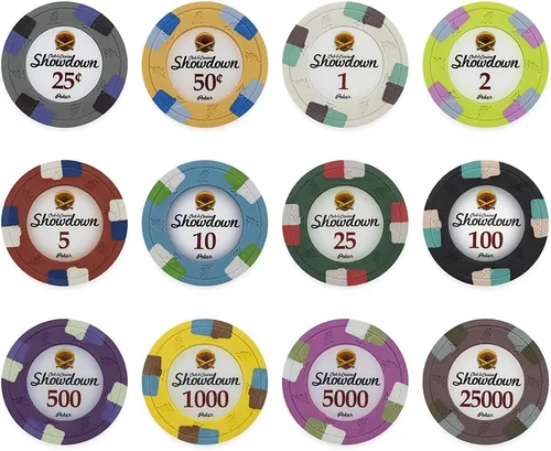 Vista 5 de Claysmith Gaming Paquete de 50 fichas de póquer Showdown, compuesto de arcilla pesada de 0.48 oz