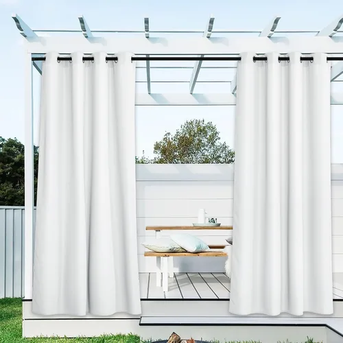 Vista 15 de NICETOWN Cortina para Exteriores para Patio Impermeable de 84 Pulgadas de Ancho, Aislamiento Térmico con Ojales Antioxidantes Bloqueo UV Cortina