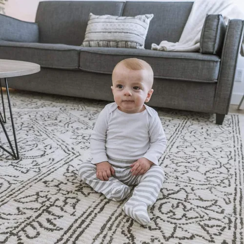 Vista 2 de Spasilk Paquete de 3 pantalones de algodón de poner con pies para bebés niños