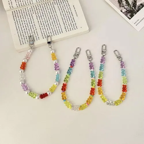 Vista 5 de 200 cuentas de oso acrílico transparente de oso de goma coloridas, lindo oso de cuentas para collares, pulseras, llaveros, joyería, manualidades