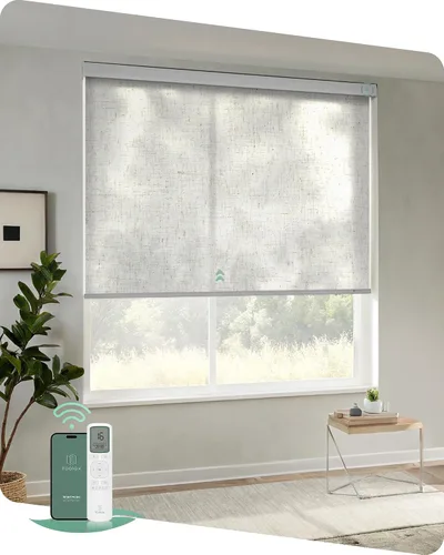 Vista 7 de Yoolax Persianas motorizadas con control remoto, persianas opacas remotas para ventanas, persianas enrollables automáticas inalámbricas persianas