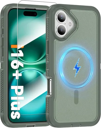 Vista 20 de Funda magnética para iPhone 13/iPhone 14 [compatible con Magsafe] [protector de pantalla de vidrio] [protección de grado militar de doble capa]