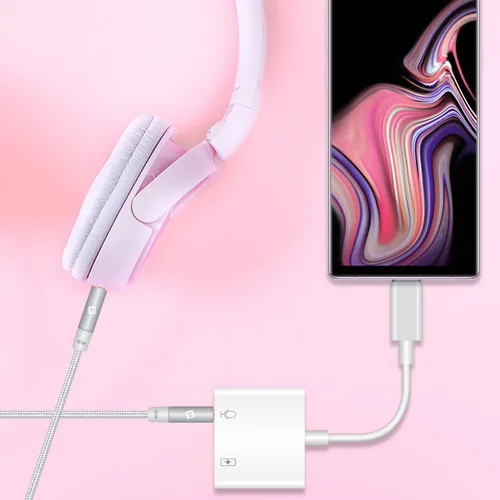 Vista 4 de Adaptador auxiliar de auriculares Pro de 3 amperios compatible con tu Xiaomi 12S Ultra Plus USB-C de 0.138 in de audio y puerto de carga de alta