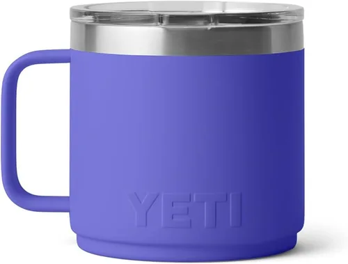Vista 5 de YETI Rambler - Taza apilable de 14 onzas, aislada al vacío, de acero inoxidable con tapa MagSlider Stackable Violeta ultramar