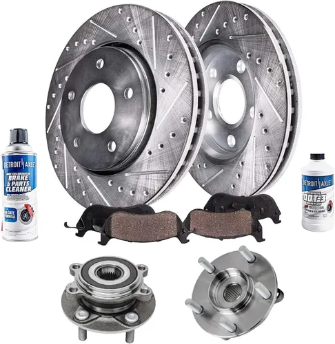 Vista 185 de Detroit Axle - Rotores de freno para Ford 2013-2019 Explorer Taurus Flex Lincoln MKT MKS, rotores de freno de disco ranurados perforados de repuesto