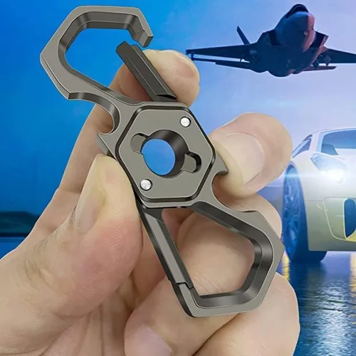 Vista 6 de Idakekiy Llavero de coche resistente con clip de doble abrebotellas con 4 llaveros para hombres o mujeres