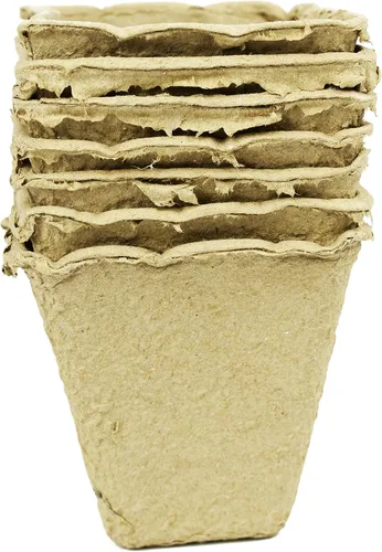 Vista 5 de Juego de 31 macetas de turba biodegradables y ecológicas. Bandeja de 12 macetas de 3 pulgadas - Macetas de turba recicladas no blanqueadas perfectas