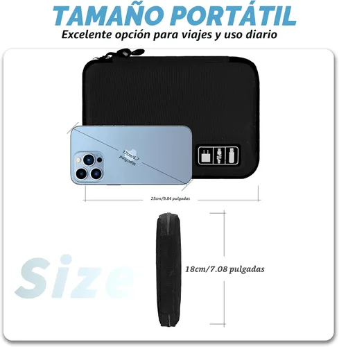 Vista 3 de Organizador de Electrónica, Funda Organizadora de Cables de Viaje, Bolsas Organizadoras de Cables Portátiles, Estuche de Almacenamiento