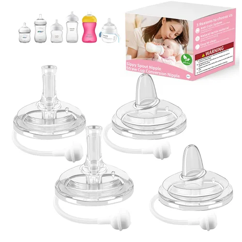 Vista 9 de Tetina para sorber compatible con biberones naturales Philips Avent, tetina de copa con pajita, tetina suave 100% de silicona, flujo variable, sin