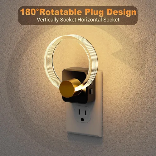 Vista 6 de JandCase Luz Nocturna, Luces Nocturnas Cambiantes de Color Enchufables en la Pared, Luz Nocturna RGB con Sensor de Luz, Luz Nocturna Enchufable