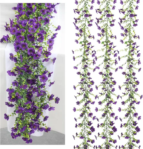Vista 31 de RECUTMS Guirnalda artificial de otoño, plantas de vegetación sintética 1 pieza seda marrón