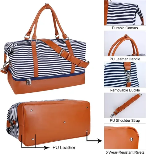 Vista 5 de Bodaon Bolsa de fin de semana con tiras de compartimento para zapatos