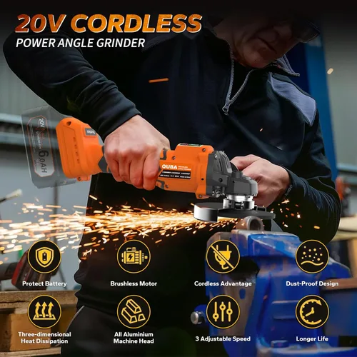 Vista 7 de Herramientas eléctricas inalámbricas de amoladora angular, compatibles con herramienta de esmerilado de batería Dewalt 20V Max, motor sin escobillas