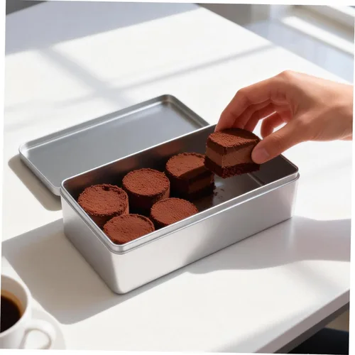 Vista 5 de Angoily Caja de lata vacía rectangular con tapa, caja de almacenamiento de hojalata rectangular para galletas, contenedor de lata de metal
