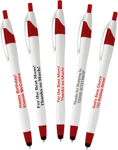 Vista 8 de Paquete de 200 bolígrafos personalizados de tinta de escritura con punta de lápiz capacitivo, los mejores bolígrafos personalizados impresos con tu
