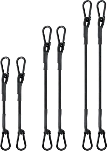 Vista 11 de Cuerdas elásticas ajustables de 18 pulgadas con ganchos, ajuste flexible de 6.5 a 18 pulgadas, correas elásticas negras con elasticidad superior
