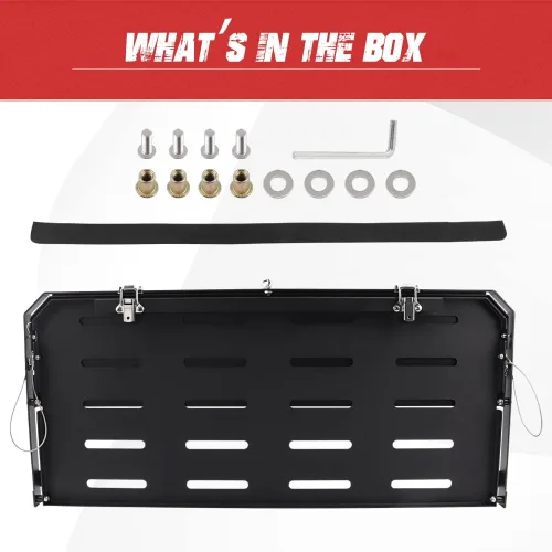 Vista 8 de Mesa plegable para puerta trasera de Ford Bronco, mesa plegable de acero para puerta batiente, estante de carga negro compatible con Ford Bronco