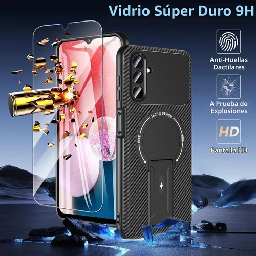 Vista 2 de Funda OWKEY Samsung Galaxy A13 5G, Funda Magnética para Teléfono con Soporte y Protector de Pantalla, Funda Protectora Antihuellas y a Prueba de A13