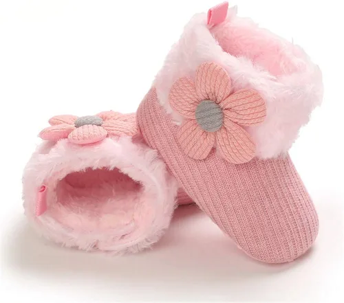 Vista 5 de E-FAK Botas para bebé niño y niña, zapatos para recién nacidos, con lazo para nieve, antideslizantes, suela suave, cálidos, para niños pequeños