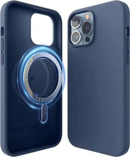 Vista 8 de elago Funda magnética de silicona compatible con MagSafe compatible con iPhone 13 Pro Max de 6.7 pulgadas, imanes integrados, funda protectora, Negro