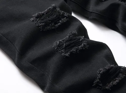 Vista 6 de Pantalones de mezclilla ajustados para niño, elásticos, de aspecto desgastado y desgarrado