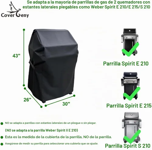 Vista 2 de Cubierta de parrilla pequeña impermeable para exteriores para Weber Spirit 210 Series (E 210, S 210, E 215), Charbroil, Kenmore Grills, cubierta
