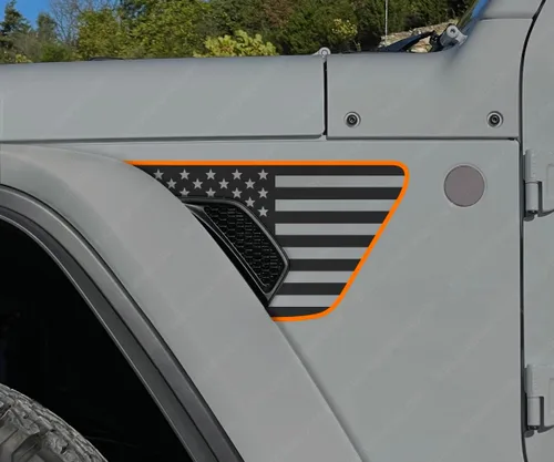 Vista 13 de Skull Daddy Graphics Banderas de ventilación estándar compatibles con Jeep Wrangler Gladiator Rubicon Mojave 392 JL JT 2018-2026 (4X azul)