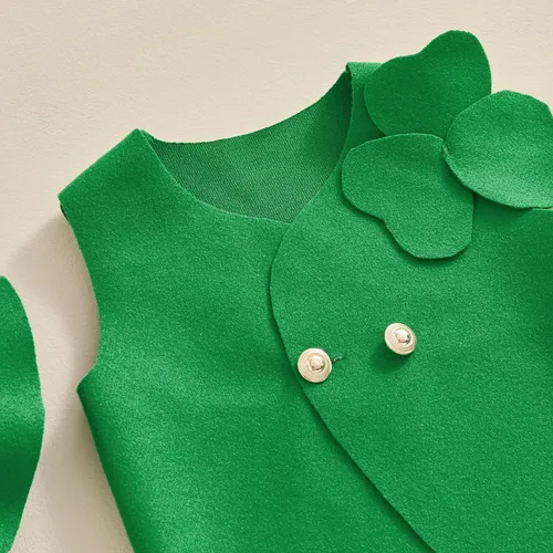 Vista 4 de Ayalinggo Disfraz de duende para niñas pequeñas, traje de leprechaun para el día de San Patricio, traje de trébol irlandés, sombrero y pantalones