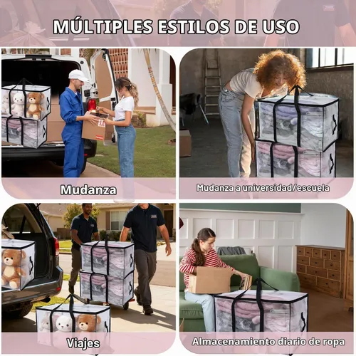Vista 5 de Paquete de 6 Bolsas de Mudanza Resistentes, Bolsas de Mudanza Extra Grandes, Suministros de Mudanza, Bolsas de Almacenamiento con Asas y E-Multicolor