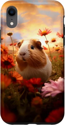 Vista 25 de Carcasa para iPhone 16 con diseño de conejillos de indias y flores para amantes de mascotas exóticas