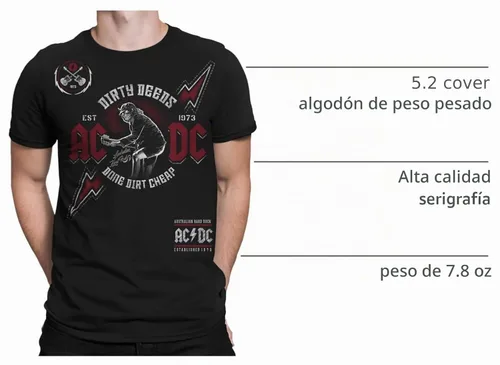 Vista 3 de Liquid Blue Unisex Adult Ac/DC Australian Hard Rock Dirty Deeds Short Sleeve Tee