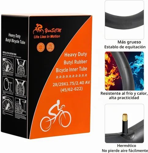 Vista 7 de 2 tubos de bicicleta de alta resistencia de 29 pulgadas, tubos interiores