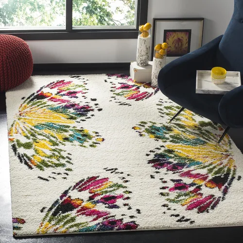 Vista 7 de SAFAVIEH Fiesta Shag Collection - Alfombra para pasillo, 2 pies 3 pulgadas x 8 pies, color negro y amarillo, diseño moderno, no desprende pelusa