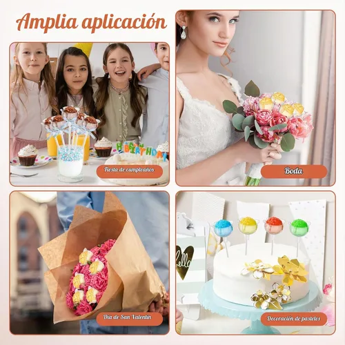 Vista 6 de Beavorty 36 Uds Soporte de chocolate transparente Base de ramo de chocolate Base fija de caramelo Flor de caramelo Embalaje Estuche Soporte