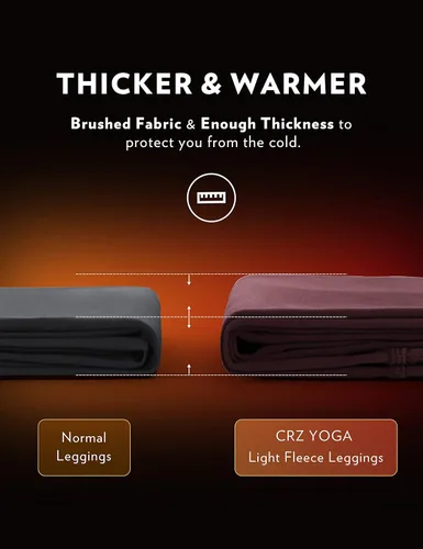 Vista 4 de CRZ YOGA Leggings de invierno de forro polar ligero para mujer de 28 pulgadas, pantalones gruesos cepillados, cálidos de cintura alta, leggings