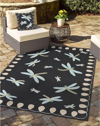 Vista 47 de Liora Manne Mum Aqua - Alfombra para interior/exterior, 3 pies, redonda