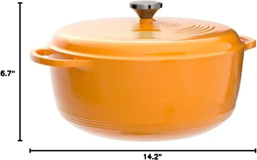 Vista 9 de Lodge - Horno holandés de hierro fundido esmaltado, 7.5 cuartos de galón, albaricoque