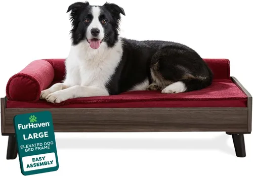 Vista 12 de Furhaven Pet – Sofá de felpa ortopédica para perro, cama con forma de L, tumbona ergonómica con contorno de cuna, cama para perros y gatos, varios
