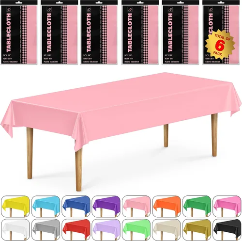 Vista 24 de DecorRack 2 Manteles rectangulares de plástico libres de BPA, 54 x 108 pulgadas, mantel de mesa para comedor, mantel rectangular para fiestas