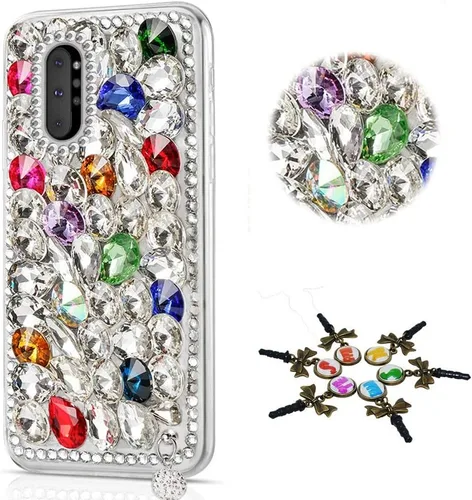 Vista 18 de Sparkle - Funda compatible con Samsung Galaxy A10e - Elegante funda 3D hecha a mano con diamantes de imitación de camelia - Negro