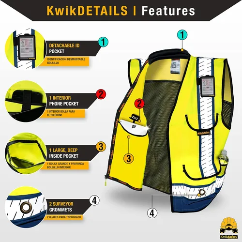 Vista 3 de KwikSafety GODFATHER SHERIFF - Chaleco de seguridad [amarillo/azul, pequeño] + paquete de casco de ala completa TORTOISE