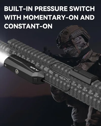 Vista 2 de VOTATU PL50S - Luz de arma de 1450 lúmenes con interruptor de presión, linterna Picatinny recargable para rifle, USB magnético recargable, modos