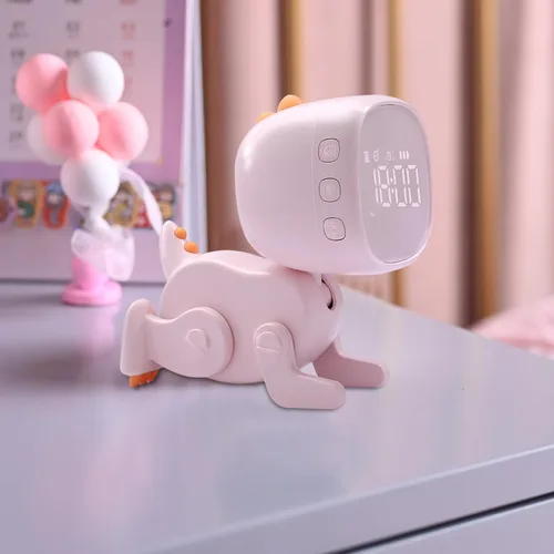 Vista 9 de DORA - Reloj despertador para perros para dormitorios de niños y niñas, bonito reloj despertador LED con pantalla digital, entrenador de sueño