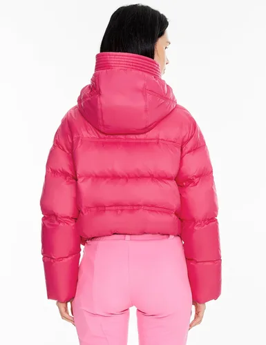 Vista 4 de Orolay Chaqueta acolchada corta ligera para mujer, abrigo corto de plumón con capucha y manga larga