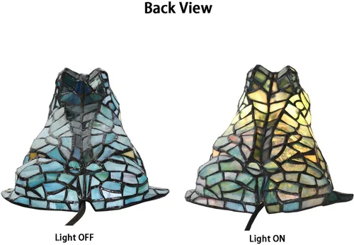 Vista 9 de Bieye L10829 Lámpara de Mesa de Rana Estilo Tiffany Vidrio Manchado Luz de Acento Nocturna para Decoración del Hogar Guardería Mesita de Noche