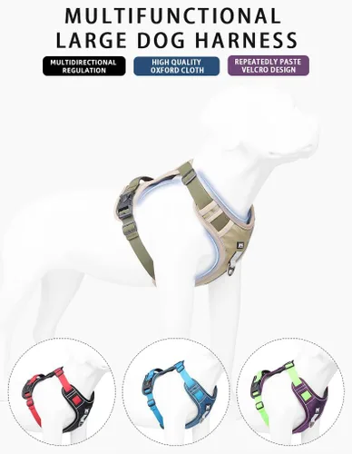 Vista 4 de Arnés para perro sin tirones, chaleco para mascotas, con 2 clips para correa, ajustable, reflectante, sin estrangulamiento, chaleco para perro