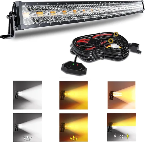 Vista 11 de [Usado] Barra de luz LED de 12 pulgadas y 72 W, luz estroboscópica blanca/ámbar con seis modos, luces antiniebla de conducción, haz de luz
