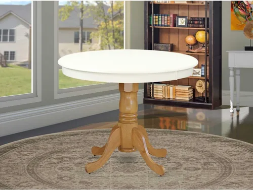 Vista 43 de HomeStock Mesa de comedor redonda de madera, mesa de cocina resistente para espacios pequeños, color negro y cereza/36 pulgadas sin gotas